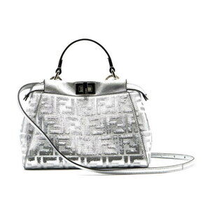 Fendi Peekaboo Shoulder Bag leather sequins silver